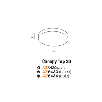 CANOPY TOP 38cm BK AZ5433 AZZARDO